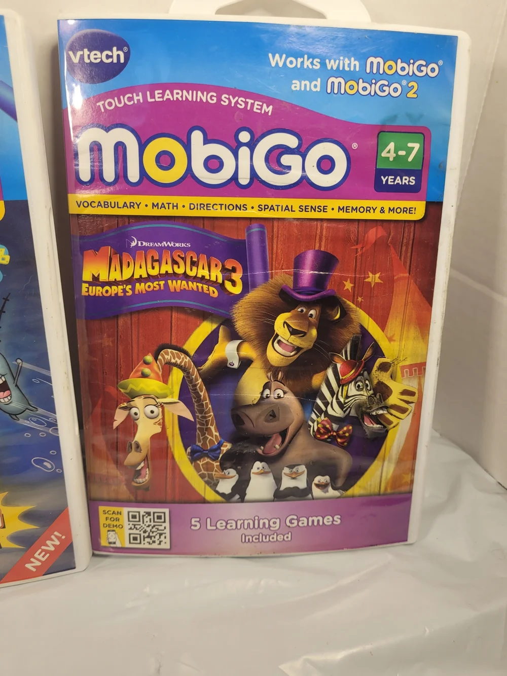 Lot Of 3 MobiGo Vtech Games Cars SpongeBob Madagascar (U)